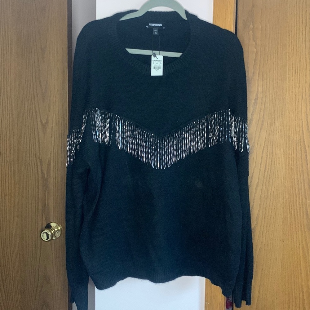 NWT Express Womens embellished fringe sweater